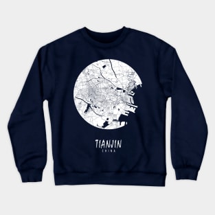 Tianjin, China City Map - Full Moon Crewneck Sweatshirt